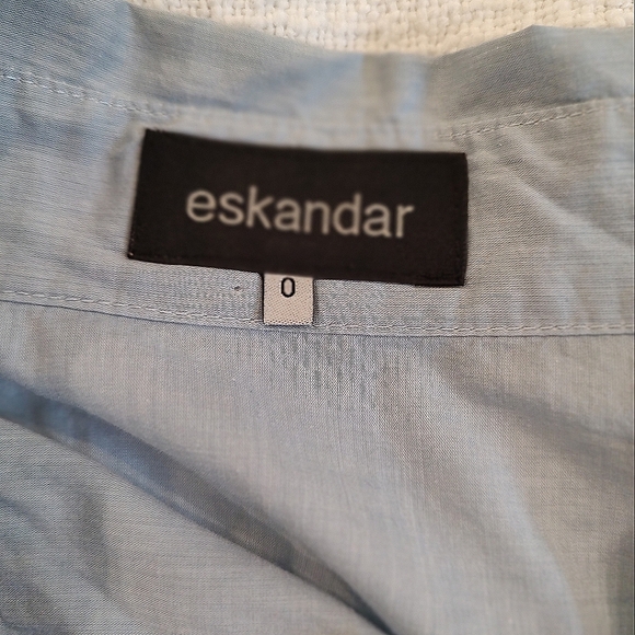 Eskandar Sky Blue Button Down Oversized Swing Top Pleated A-Line Size 0 6-8 - Picture 7 of 10